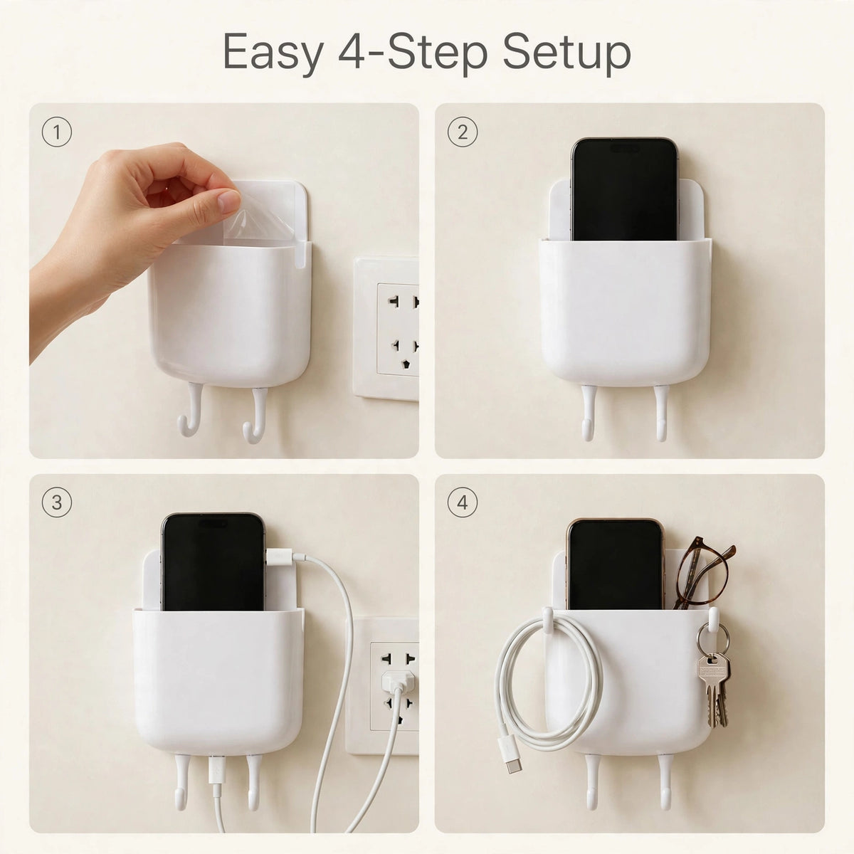 Wall Mounted Mobile Charging Holder – Safe Charging on Wall
