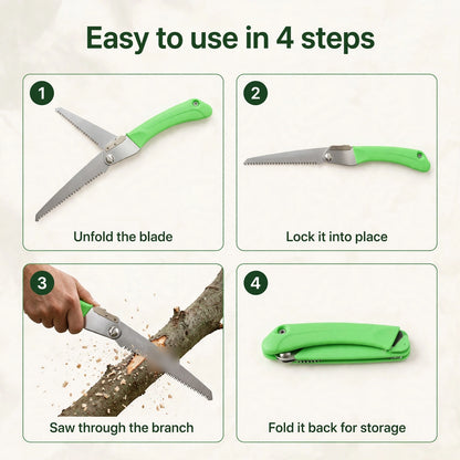 Folding Saw 210mm Steel Blade – Cut Branches, Fold & Pocket