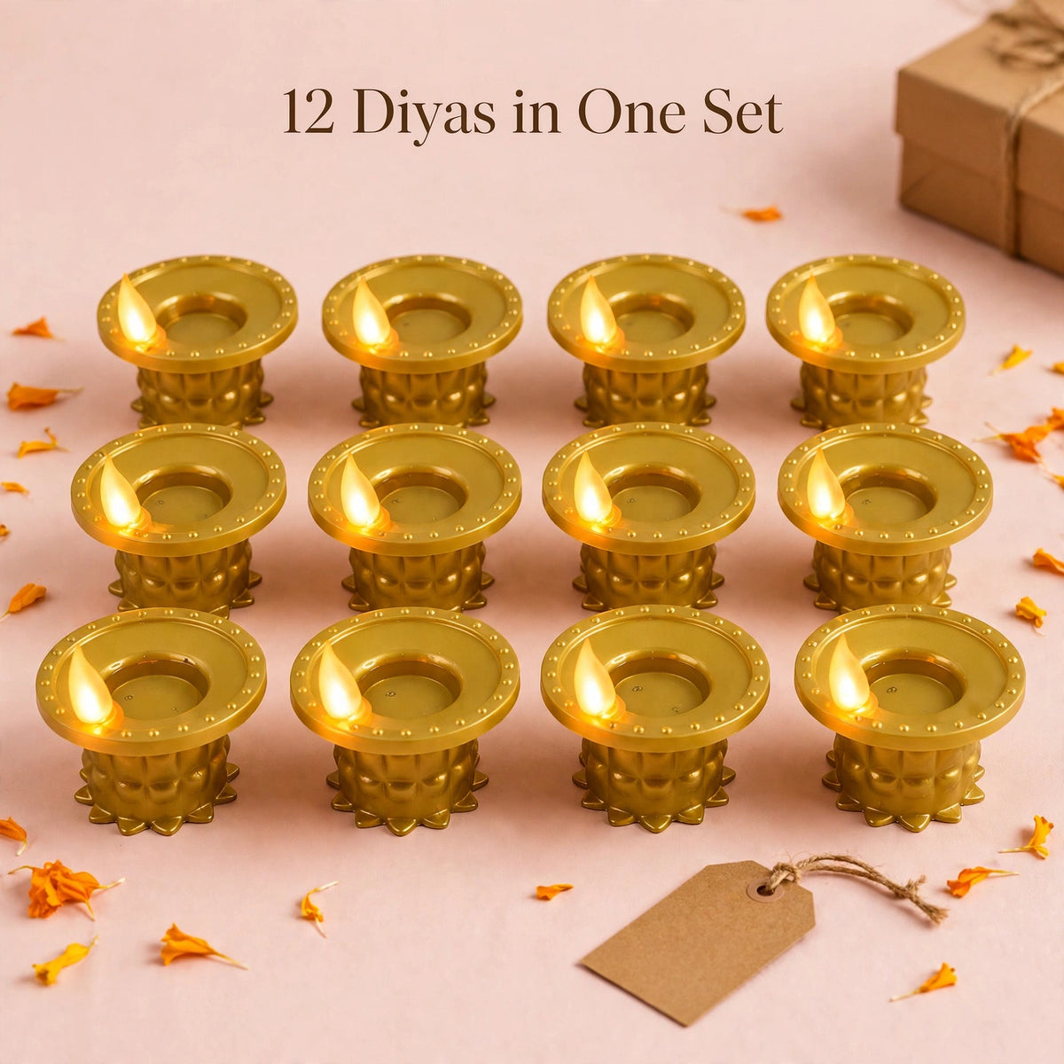 Water Sensor LED Diyas Set of 12 – Paani Dalo, Diya Jale