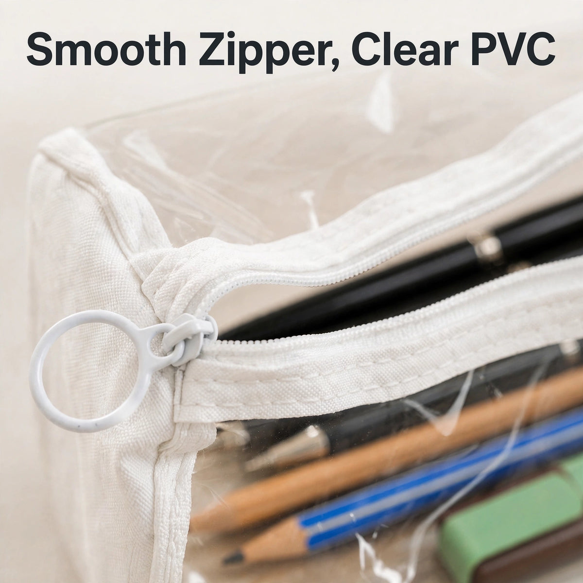 Transparent PVC Pencil Case – See All, Stay Organized