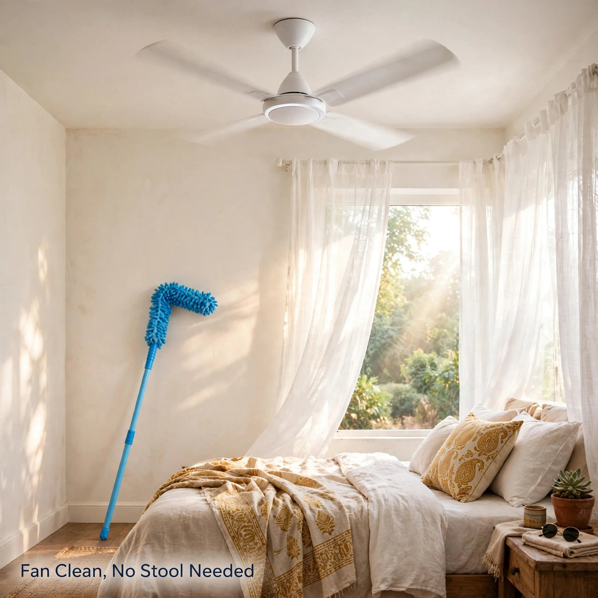 Extendable Microfiber Fan Duster – Clean Fan Blades Without a Stool
