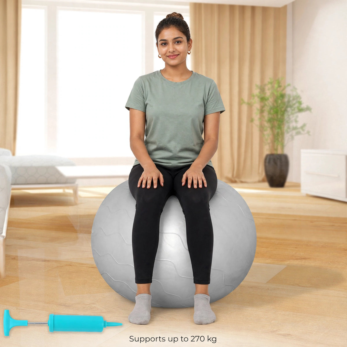 Gym ball supports up to 270 kg