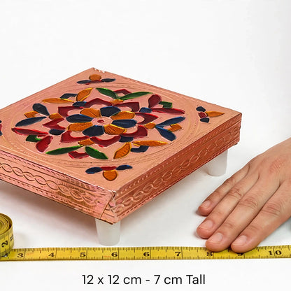 Meenakari Puja Chowki – Wooden Bajot for Home Temple