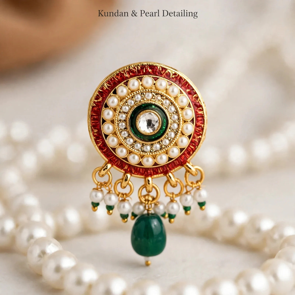 Kundan Pearl Choker with Earrings – Festive Green