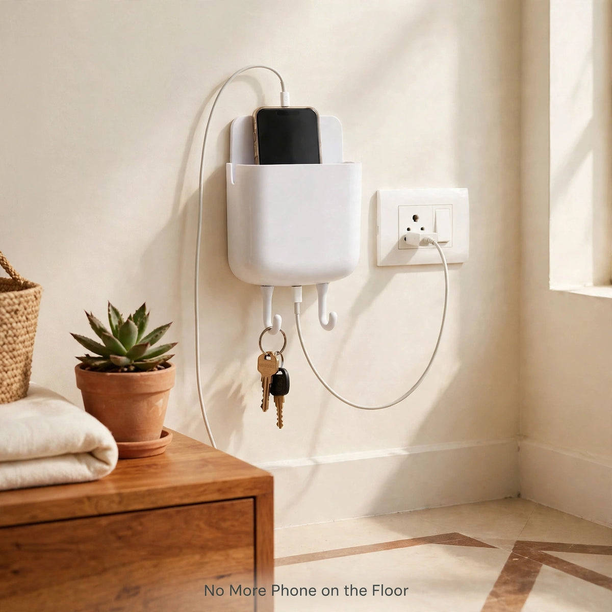 Wall Mounted Mobile Charging Holder – Safe Charging on Wall