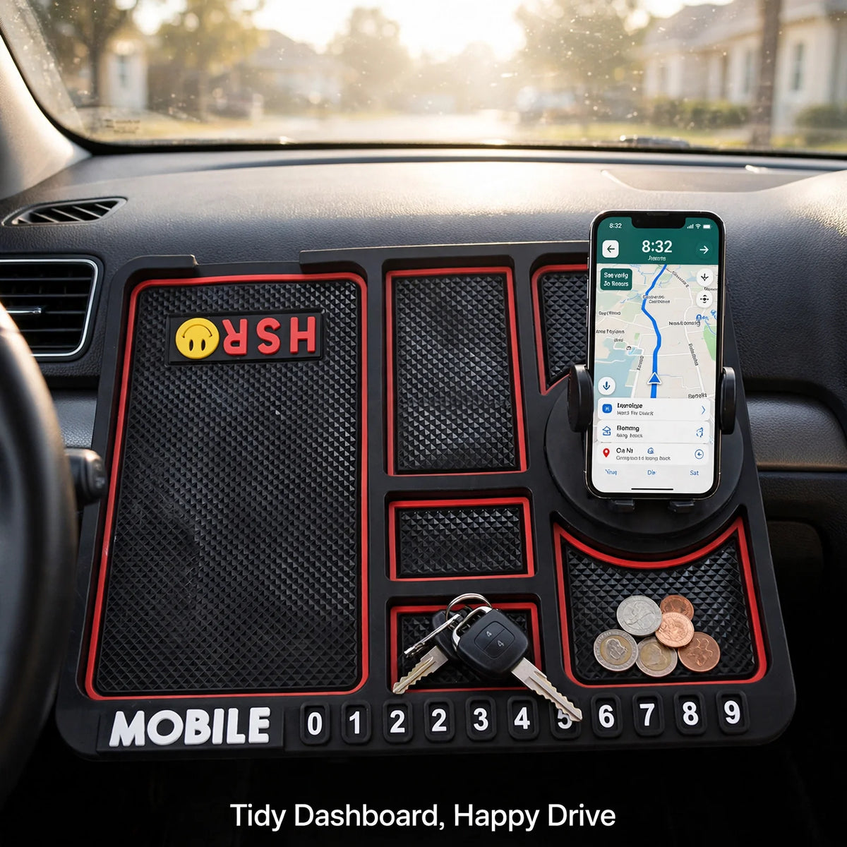 Car Dashboard Mat – Non-Slip, Phone & Items Stay in Place