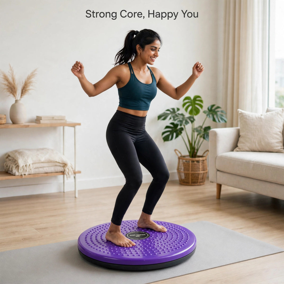 Woman enjoying workout on Waist Twisting Disc